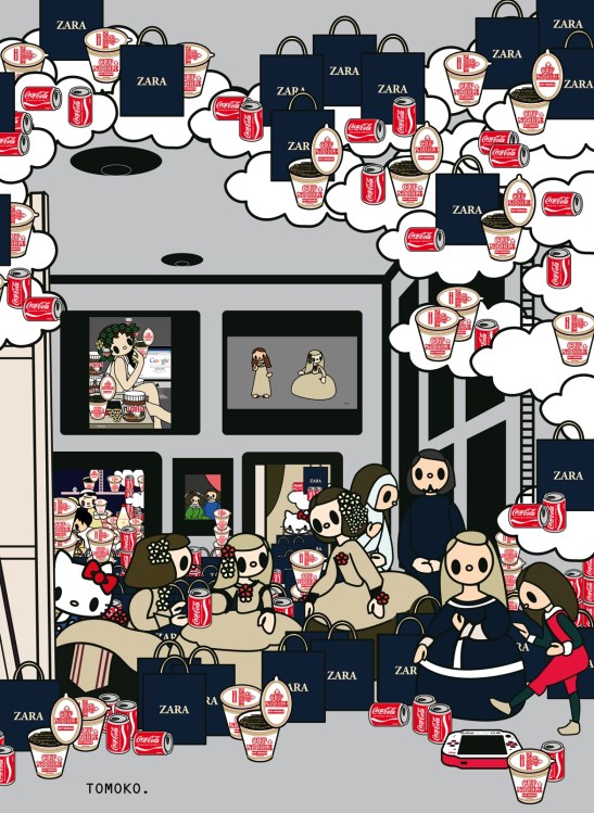 TOMOKO 3. Las Meninas with cocacola,  cupnoodle, zara, kitty and PSP