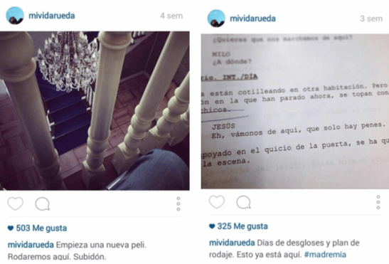 Fotografías del Instagram de Roberto Pérez Toledo en la preproducción de `Como la espuma´